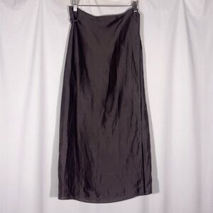 Max Mara Brown Linen-Silk Blend Wrap Skirt